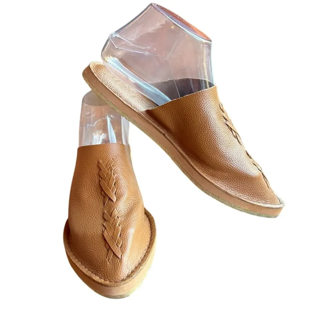 Free People Nova Flat Pebbled Leather Top Stitched Pointy Toe Mules size 7 - Picture 13 of 16